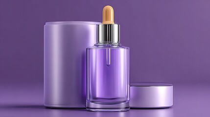 Purple serum bottle, dropper, and case