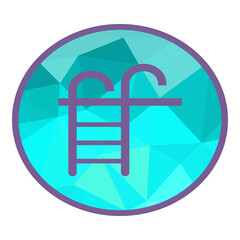 Swimming pool icon in modern geometric style. Ideal for summer, vacation, resort, recreation, spa, wellness, water activities, and architectural design projects