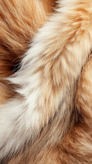 Close-up of Soft and Fluffy Orange and White Fur Showing Intricate Textures and Colors