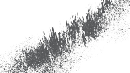 Dusty grainy black texture on white with distressed grunge background. Distressed grunge black texture with grainy noise on white background  