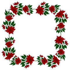 Beautiful red poinsettia flower, traditional Christmas plant symbol of the holiday season. Festive winter illustration greeting cards, invitations, decorations, posters, clipart