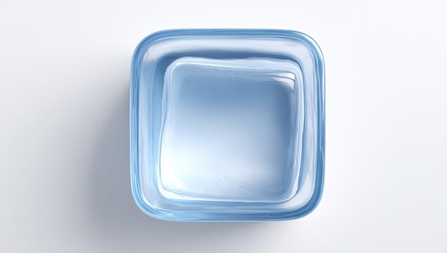 Square glass, ice cubes, nested