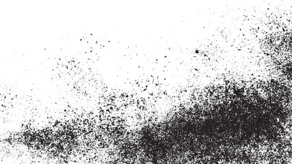 Fototapeta premium Isolated coal dust and black powder texture on white clean surface. Black coal powder texture background isolated on white top view. 