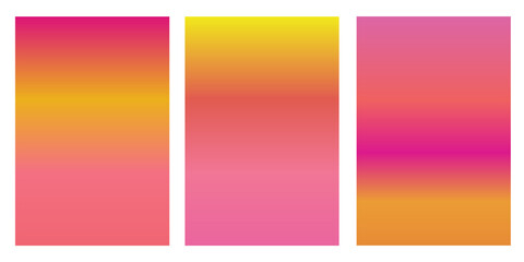 Fototapeta premium A collection of trendy colorful vector gradient set illustrations. Modern template design, grainy texture. For flyers, social media posts, screens, mobile apps, covers,