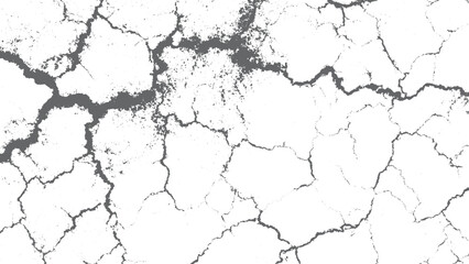 Cracked plaster texture with jagged fractures on white surface design. White cracked plaster surface texture with chips and distressed details 