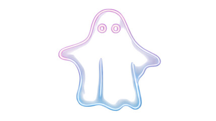 Neon Ghost Illustration, isolated on transparent background
