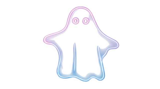 Neon Ghost Illustration, isolated on transparent background