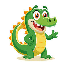 Playful Alligator Character with Giant Alphabet O, Fun Kids Illustration, Educational Animal Cartoon, Colorful Children’s Book Art Design