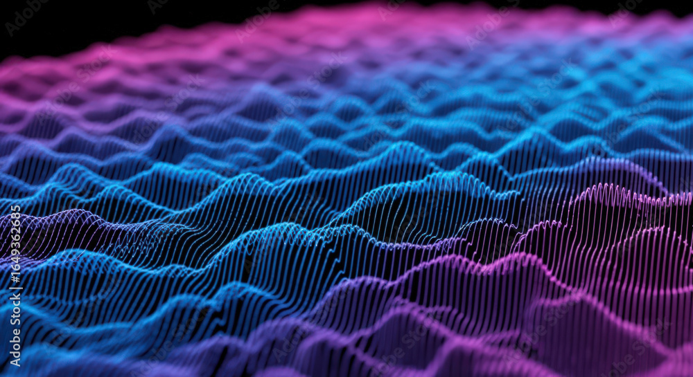 Aufkleber abstract waveform visualization with vibrant blue and purple gradient for data representation and te