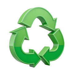 Obraz premium A green recycling symbol with arrows pointing in different directions. The symbol represents the idea of recycling and the importance of reducing waste