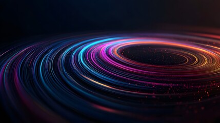 Vibrant Swirling Light Trails in Motion Over Dark Background