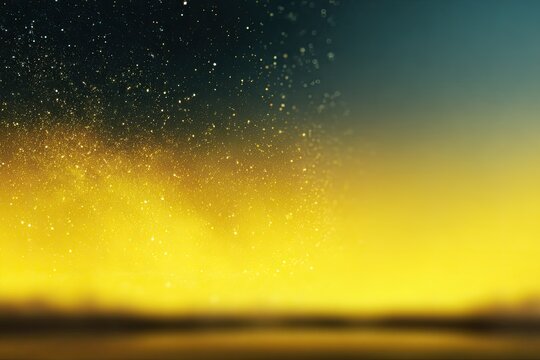 Golden sunset with starry sky