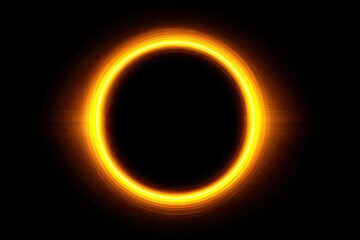 Fiery, glowing, golden ring on black backdrop