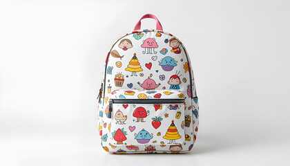 Whimsical backpack design featuring playful cartoon characters perfect for back to school adventures