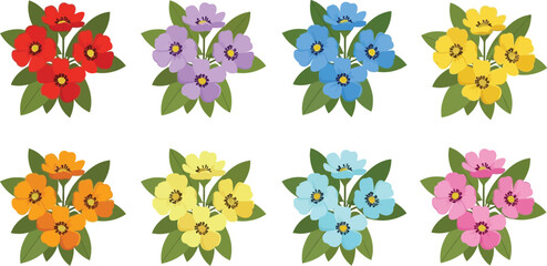 Colorful flower bouquets, floral arrangements VECTOR