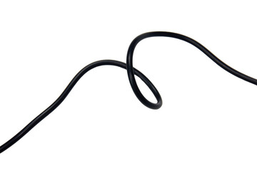 Black wire cable of usb and adapter isolated on white background.