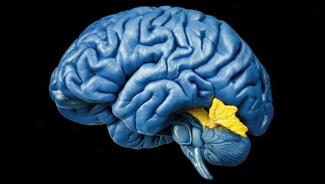 3D rendered human brain, highlighting the amygdala