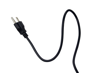 Black power plug isolated on transparent background.