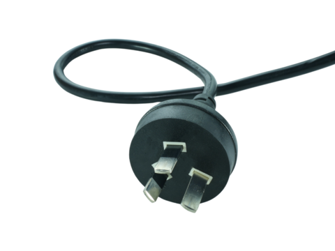 Black power plug isolated on transparent background.