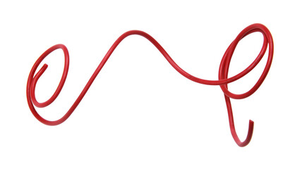 red wire cable of usb and adapter isolated on white background.