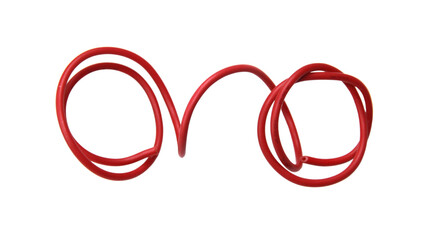 red wire cable of usb and adapter isolated on white background.