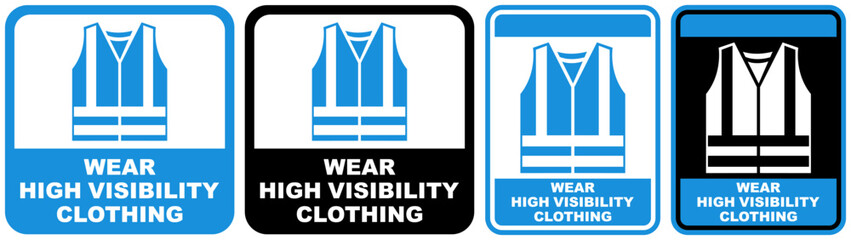 set safety sign wear high visibility clothing symbol design label template vector illustration