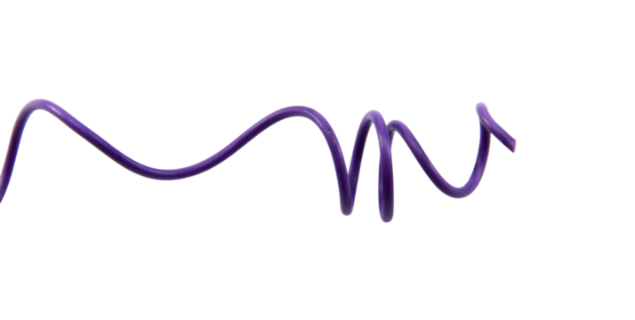 purple wire cable of usb and adapter isolated on white background.