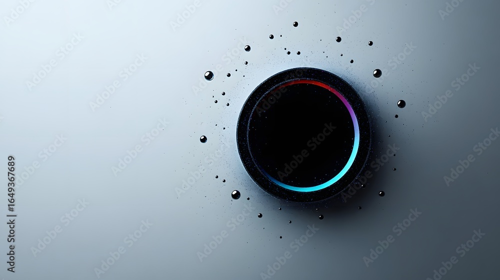 Poster abstract design featuring circular shape and colorful light effects