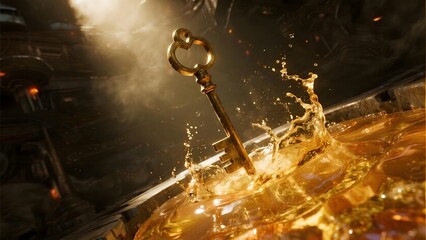 Hyperrealistic floating glass marble with dynamic water splash against cracked concrete. Teal-amber golden hour lighting, soft bokeh, and stunning 8K detail. Perfect for luxury ads and science visuals