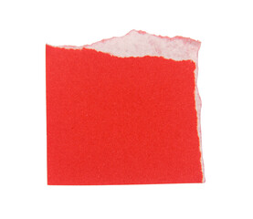 Pieces of torn or cut red paper, design elements isolated on white background.