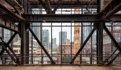 Obraz premium Urban Construction Site with Steel Framework