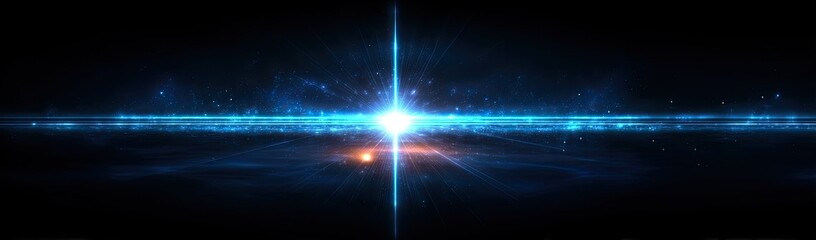 Obraz premium Cosmic light beams cross a dark expanse