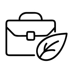 Briefcase with a green leaf icon symbolizing eco friendly business and sustainability