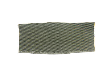 scraps of blue jeans piece texture isolated on white background.