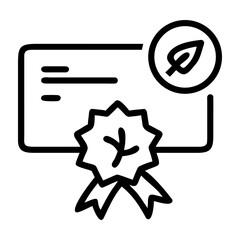 Eco friendly certification seal with leaf symbol and ribbon award