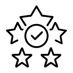 Five star rating with checkmark icon for quality and excellence