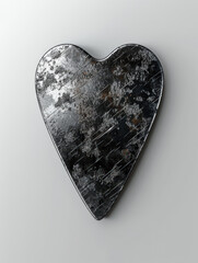 silver heart on a black background