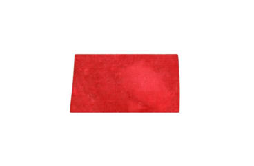 Old condition red sticker isolated on white background.