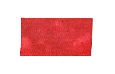 Old condition red sticker isolated on white background.