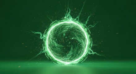 Luminous verdant portal emitting electrifying energy, a mystical gateway creation