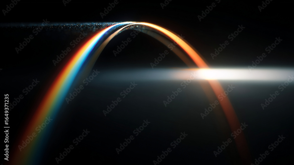 Aufkleber vibrant abstract rainbow arc over dark background with glowing light effect, creating sense of depth