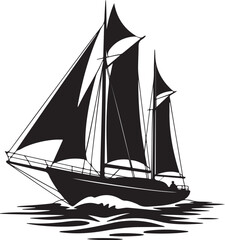 Obraz premium Sailing ship silhouette with waves, adventure, and freedom