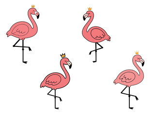 Chibi Flamingo Standing on One Leg Cute Cartoon Animal