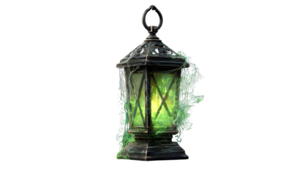 Mystical Green Lantern, isolated on transparent background