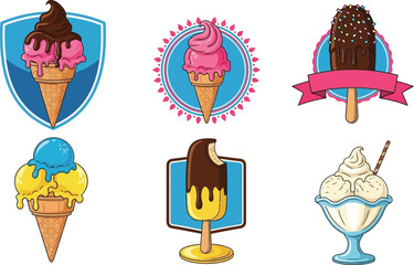 Ice Cream Collection, Sweet Treats, Desserts VECTOR