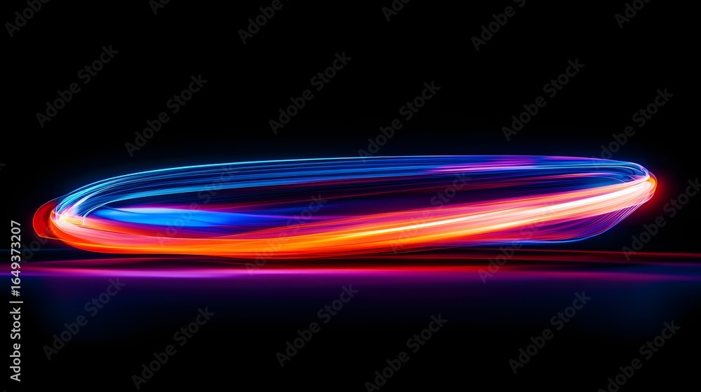 Poster vibrant light trails in motion displaying dynamic color patterns