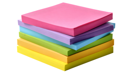 Vibrant stack of colorful sticky notes ready for your creative ideas and important reminders isolated on white background 