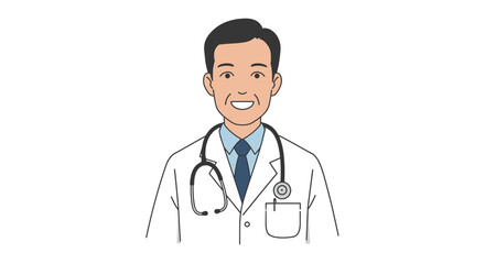 Fototapeta premium Illustration of a doctor wearing a white coat and stethoscope