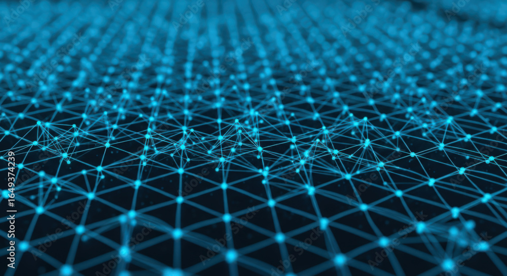 Fototapete Abstract Network Connection Background A Complex Web of Interconnected Nodes and Lines Creating a Futuristic and Technological Visual Representation