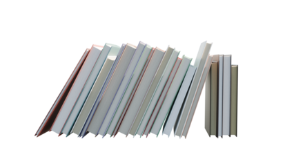 Photo of leaning stack of books isolated on transparent background